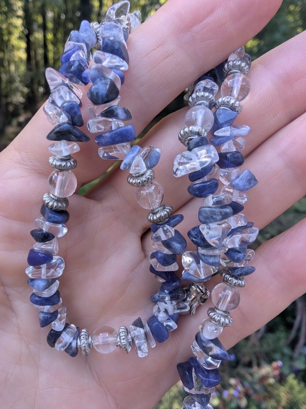 2-in-1 Blue Stone Necklace / Wrap Bracelet
